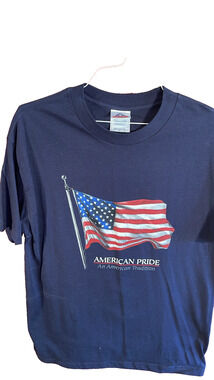 American Pride USA Flag Graphic T-Shirt Black Patriotic Tee Men's L